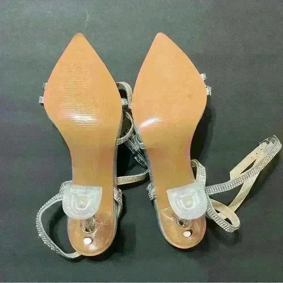 Pointed Toe Heels for Women Ankle Strap Women's Heeled Sandals Glitter Heels - Picture 6 of 9